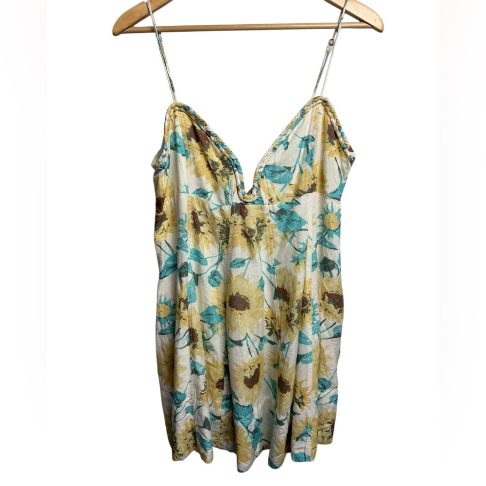 Free People Altura Printed Mini Dress NWT Large Sunflower Combo - Picture 2 of 5